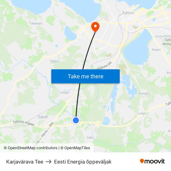 Karjavärava Tee to Eesti Energia õppeväljak map