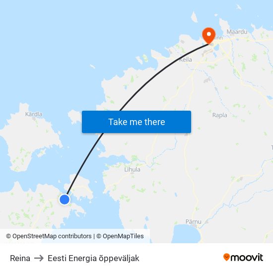 Reina to Eesti Energia õppeväljak map