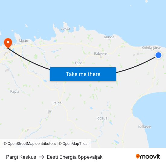 Pargi Keskus to Eesti Energia õppeväljak map