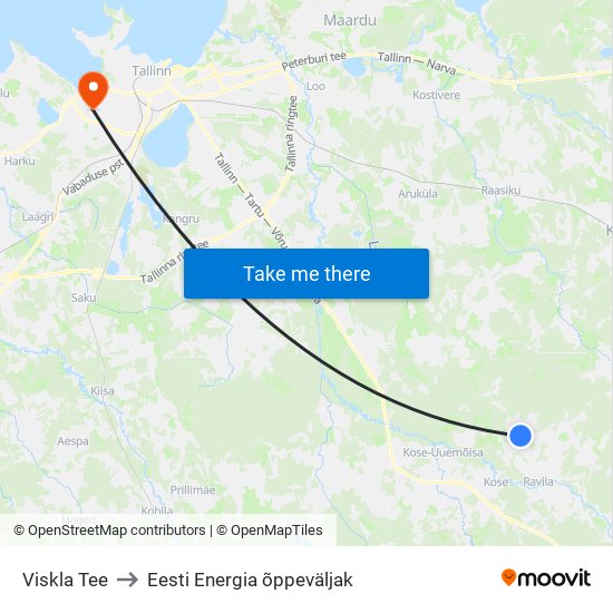 Viskla Tee to Eesti Energia õppeväljak map