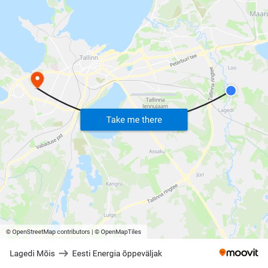 Lagedi Mõis to Eesti Energia õppeväljak map