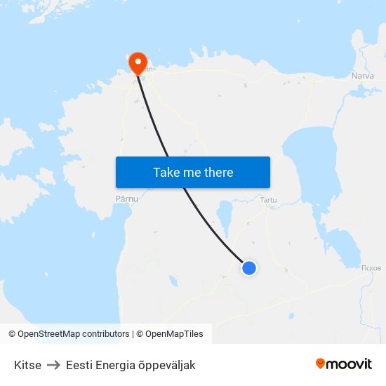 Kitse to Eesti Energia õppeväljak map