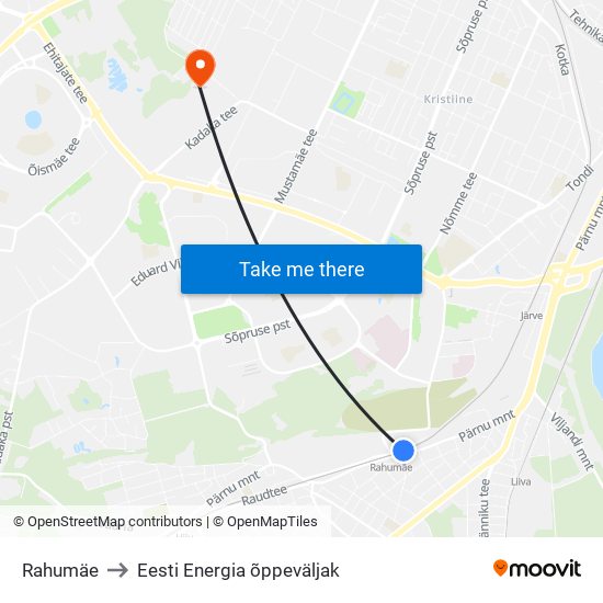 Rahumäe to Eesti Energia õppeväljak map