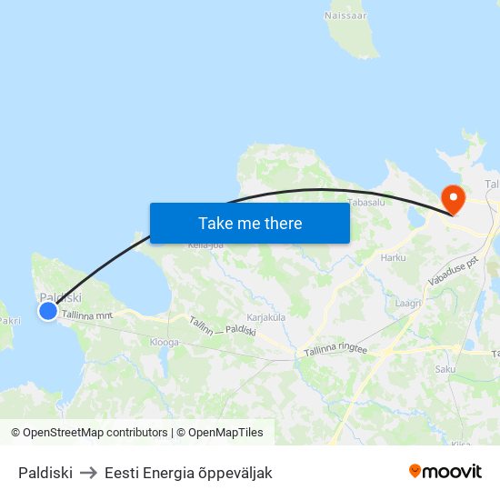 Paldiski to Eesti Energia õppeväljak map