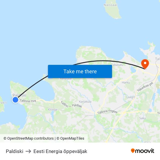 Paldiski to Eesti Energia õppeväljak map