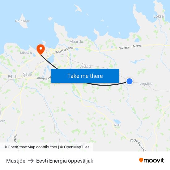 Mustjõe to Eesti Energia õppeväljak map