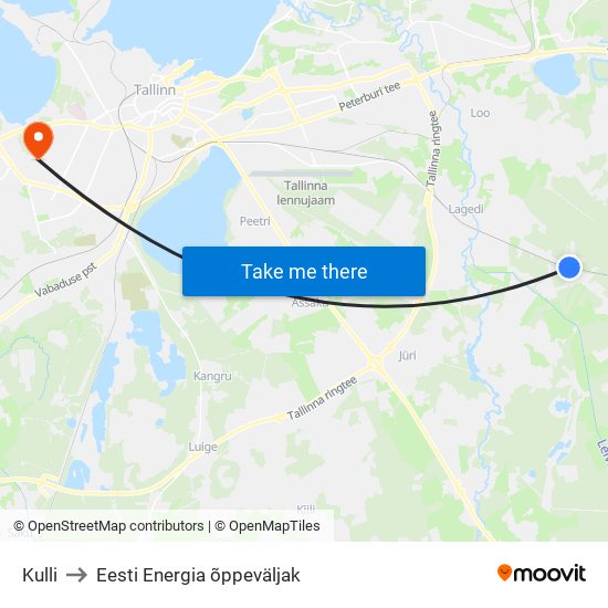 Kulli to Eesti Energia õppeväljak map
