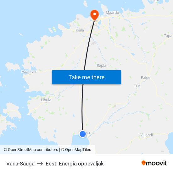 Vana-Sauga to Eesti Energia õppeväljak map