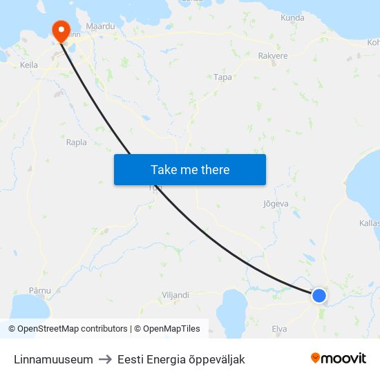 Linnamuuseum to Eesti Energia õppeväljak map