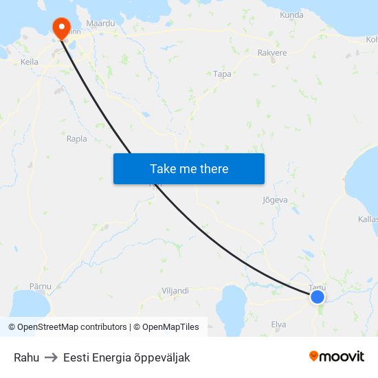 Rahu to Eesti Energia õppeväljak map