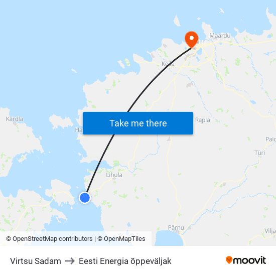 Virtsu Sadam to Eesti Energia õppeväljak map