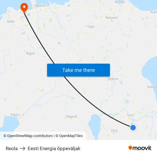Reola to Eesti Energia õppeväljak map