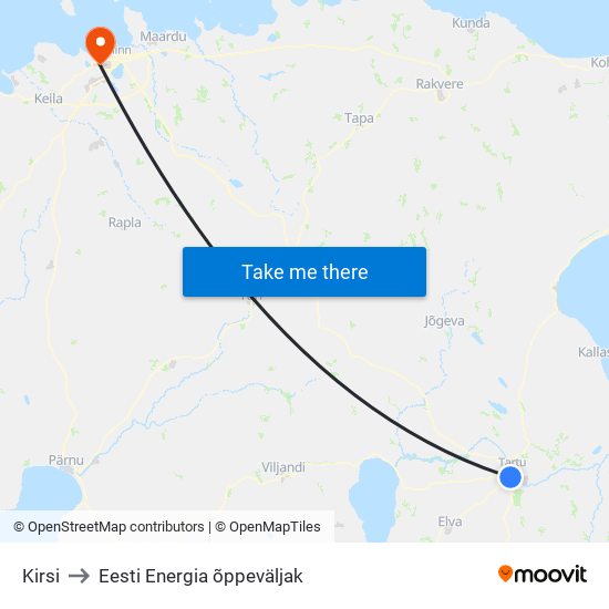 Kirsi to Eesti Energia õppeväljak map