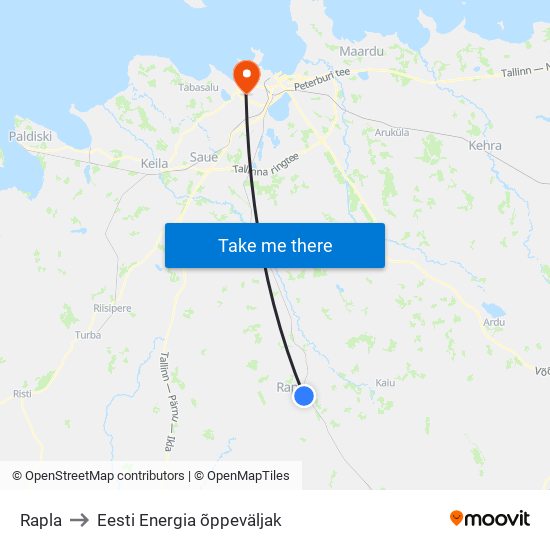 Rapla to Eesti Energia õppeväljak map