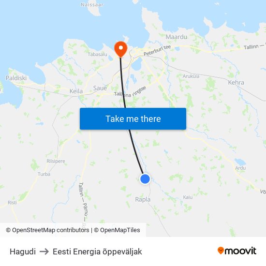 Hagudi to Eesti Energia õppeväljak map