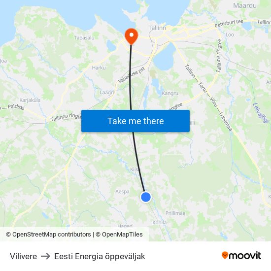Vilivere to Eesti Energia õppeväljak map