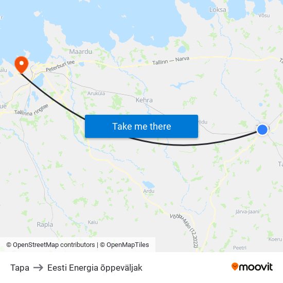 Tapa to Eesti Energia õppeväljak map