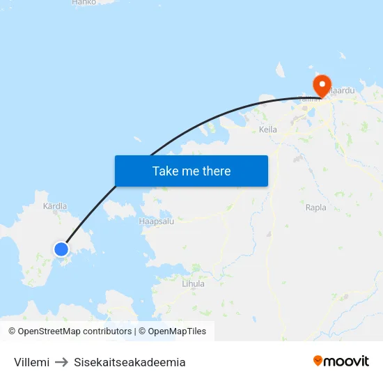 Villemi to Sisekaitseakadeemia map