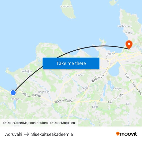 Adruvahi to Sisekaitseakadeemia map