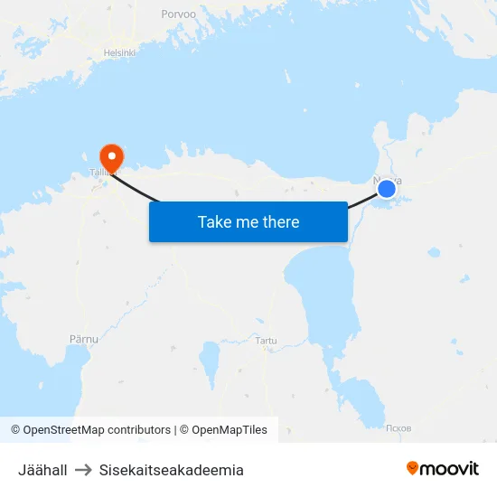 Jäähall to Sisekaitseakadeemia map