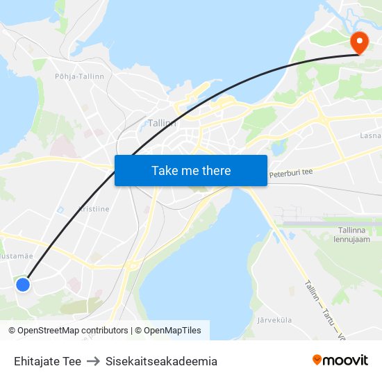 Ehitajate Tee to Sisekaitseakadeemia map