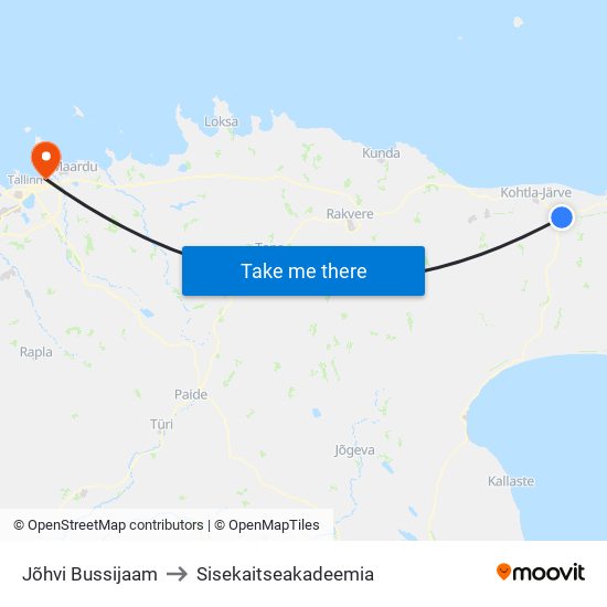 Jõhvi Bussijaam to Sisekaitseakadeemia map