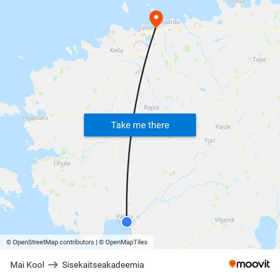 Mai Kool to Sisekaitseakadeemia map