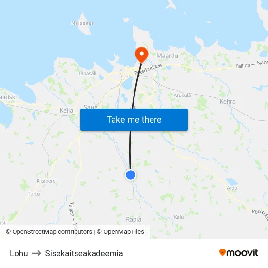 Lohu to Sisekaitseakadeemia map