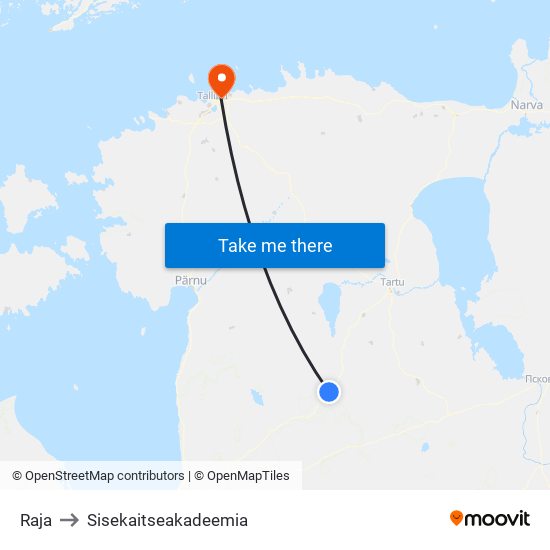 Raja to Sisekaitseakadeemia map