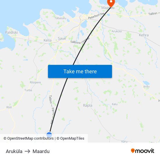 Aruküla to Maardu map