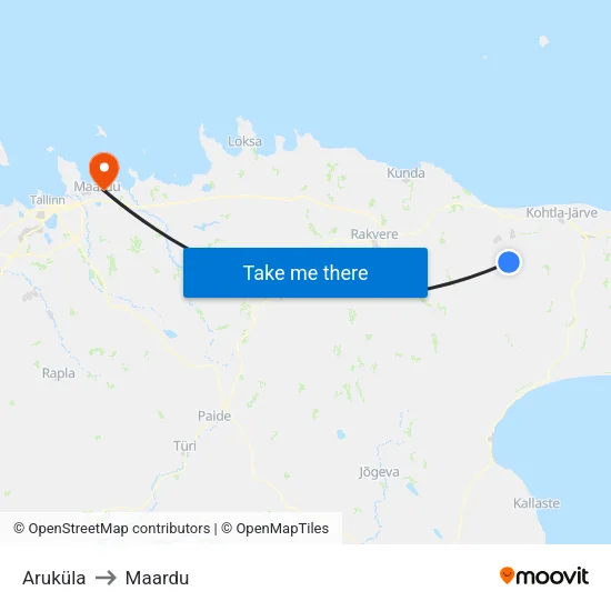 Aruküla to Maardu map