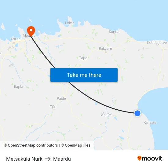 Metsaküla Nurk to Maardu map