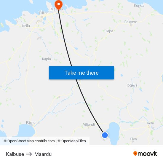 Kalbuse to Maardu map