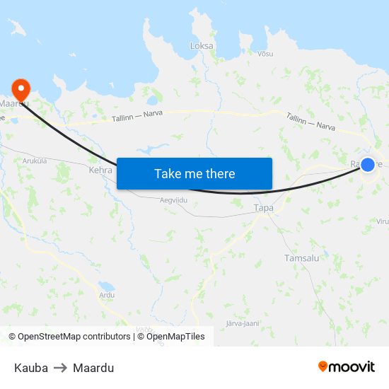 Kauba to Maardu map