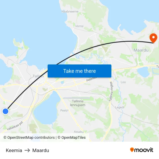 Keemia to Maardu map