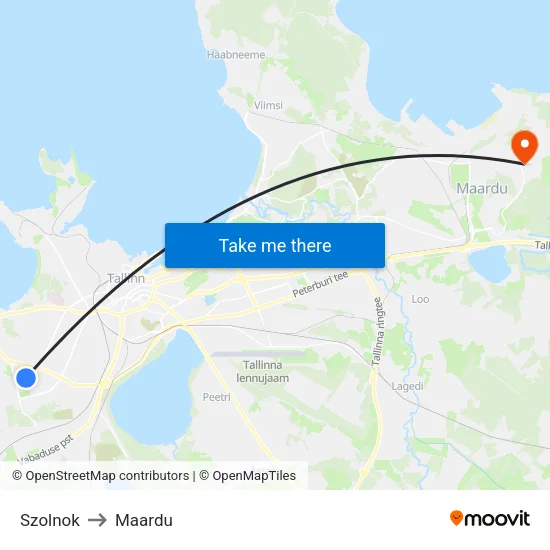 Szolnok to Maardu map