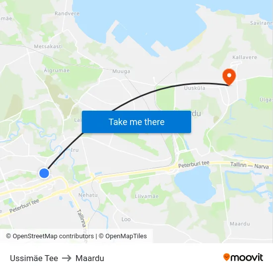 Ussimäe Tee to Maardu map