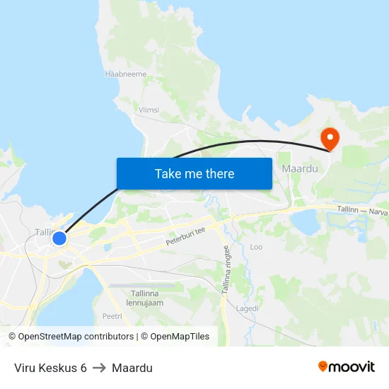 Viru Keskus 6 to Maardu map