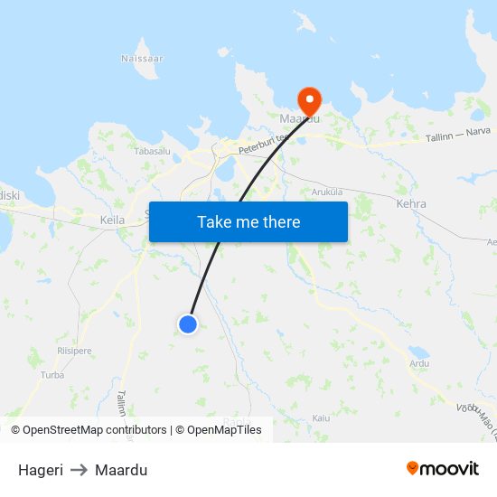 Hageri to Maardu map