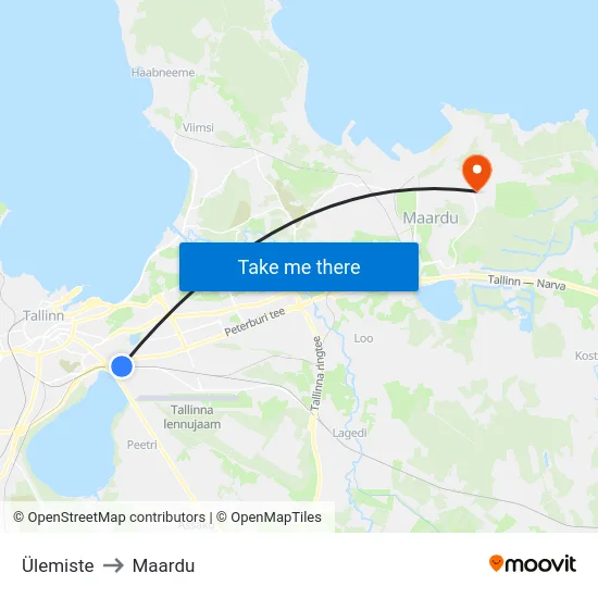 Ülemiste to Maardu map