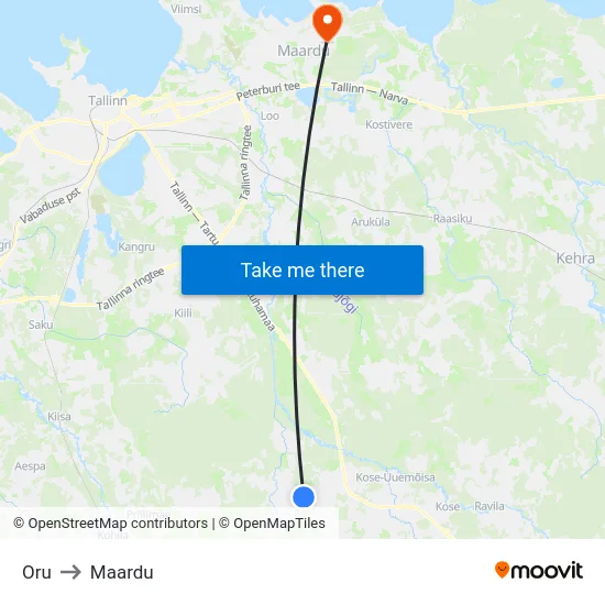 Oru to Maardu map
