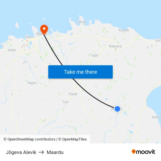 Jõgeva Alevik to Maardu map
