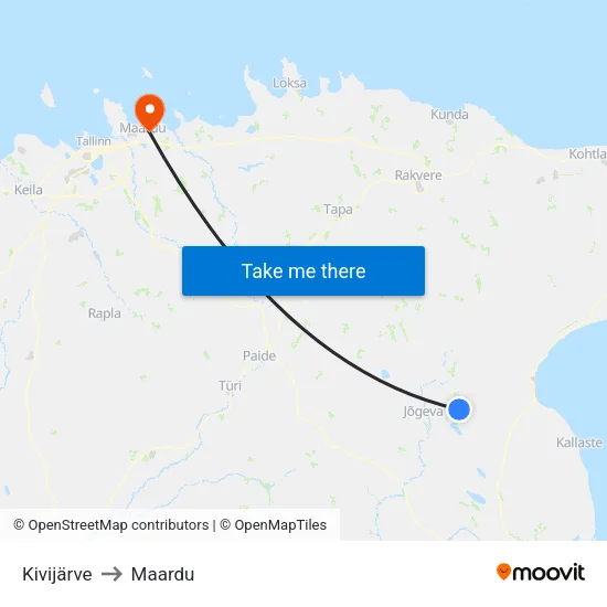 Kivijärve to Maardu map