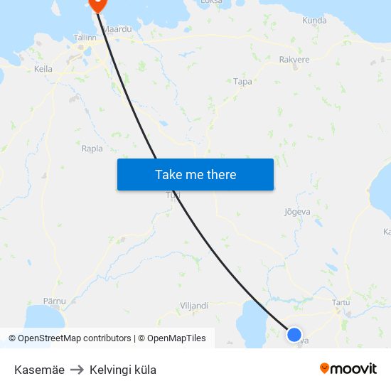 Kasemäe to Kelvingi küla map