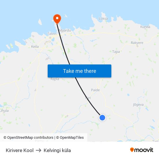 Kirivere Kool to Kelvingi küla map