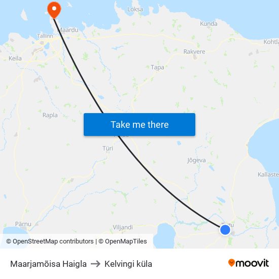 Maarjamõisa Haigla to Kelvingi küla map