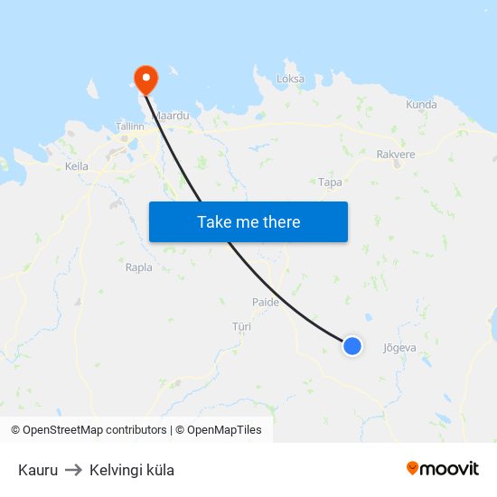 Kauru to Kelvingi küla map