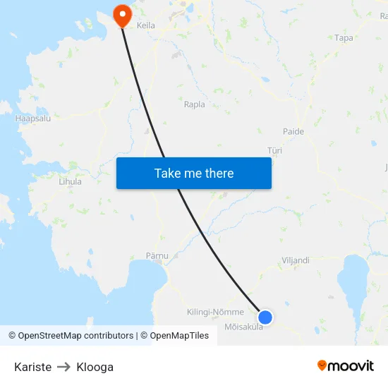 Kariste to Klooga map