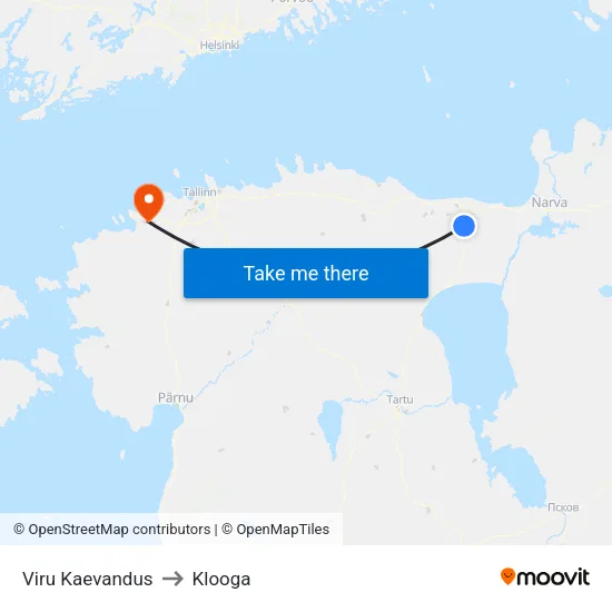 Viru Kaevandus to Klooga map