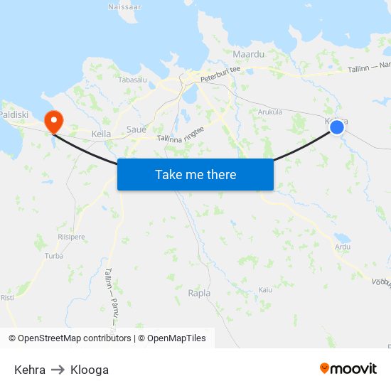 Kehra to Klooga map